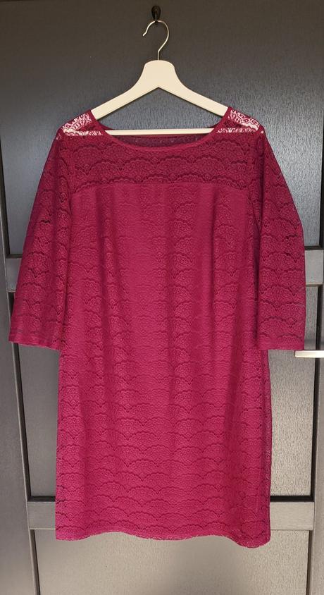 Fuchsiovo ružové čipkované šaty, f&f,xl