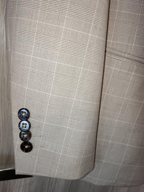 Károvaný, slim fit oblek, 48