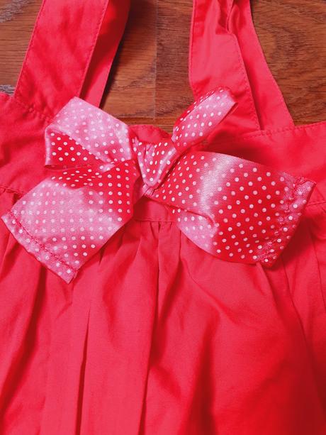 B964 šatičky, červené, mašlička, benetton,80