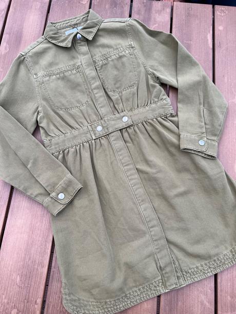 Olivové košeľové šaty zara 152, zara,152