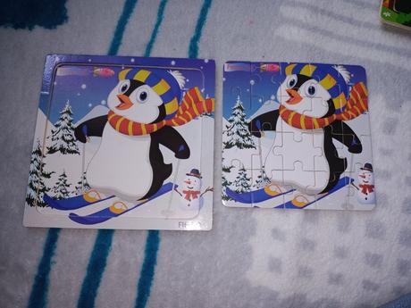 Drevené puzzle pingvin,