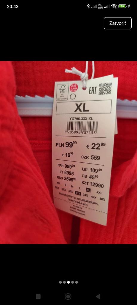 Mušelínová košeľa, reserved,42 / 44