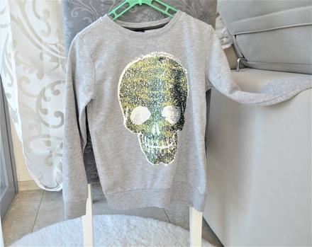 Mikina-flitrová lebka-134/140, 134