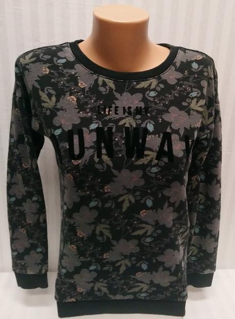 Dámska čierna mikina s farebným vzorom, mavi, xs