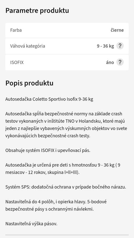 Autosedačka coletto s isofixom, coletto