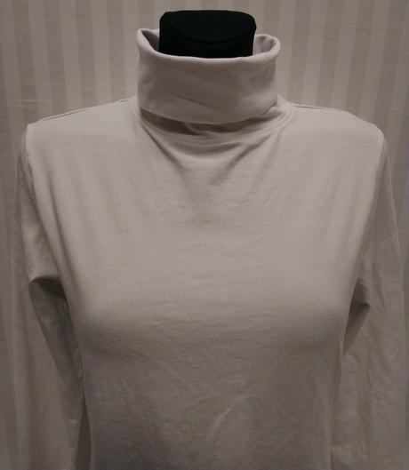 Dámsky elastický biely top s rolákovým golierom, l, l