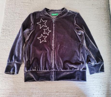 Sivá zamatová mikina benetton, benetton,98