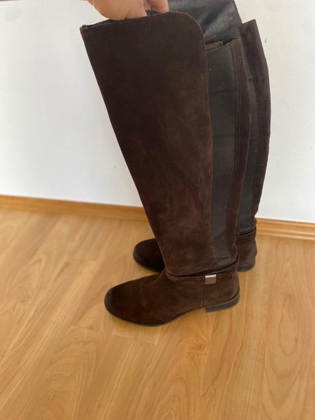Celokozene hnede  čižmy po kolena ( 40), lasocki,40