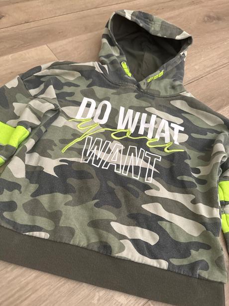 Khaki mikina s kapucnou v.134/140, 140