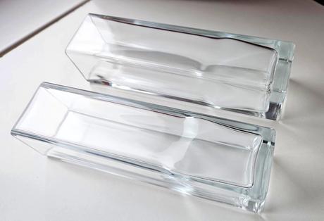 Štvorcová / hranatá váza ikea, sklo, 2 ks, 21 cm, 