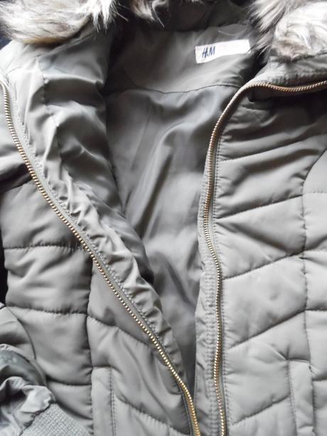 Bunda s kožušinovým golierom, h&m,140