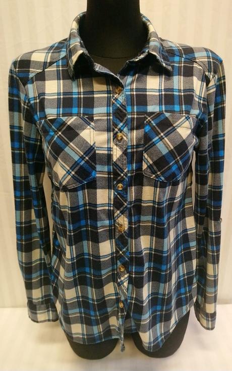 Dámska károvaná modro čierna košeľa, apricot, s