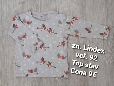 Vianočné tričko s vtáčikmi, zn. lindex, veľ. 92, lindex,92