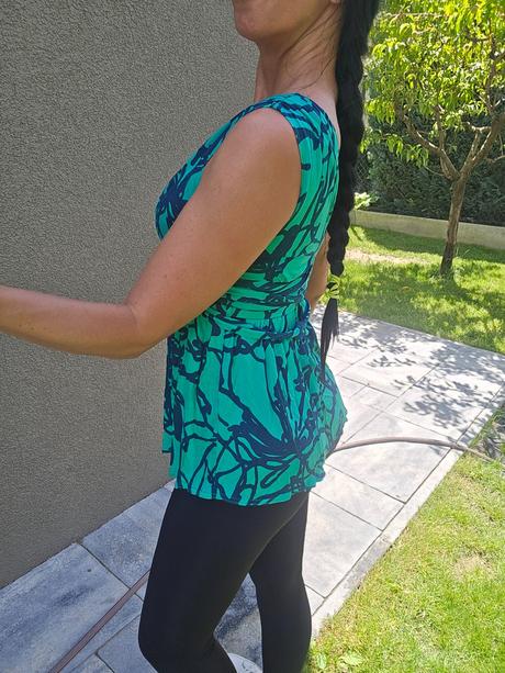 Zeleno-modrý vzorovaný top, topshop,s