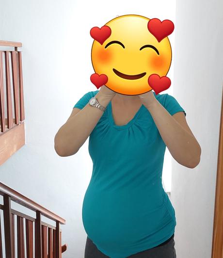 Tenké tehotenské modré tričko s krátkym, m