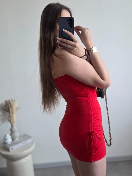 Červené mini šaty 34, h&m,34