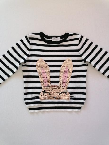 Pulover 98/104 s trblietavym zajkom, h&m,98