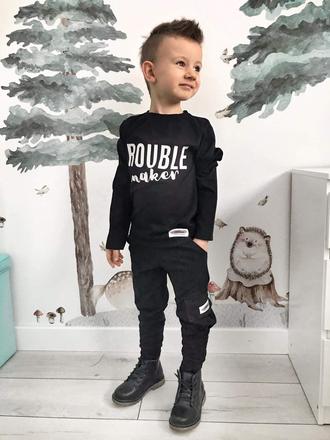 Tričko trouble maker čierna/olivová, 92 / 98