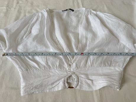 Biela ľanová blúzka zara crop top, zara,l