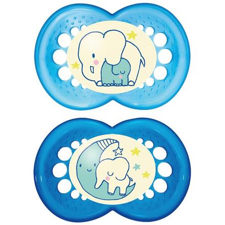 Mam silikónový nočný cumlík modrý 2 ks, 6-12m, mam