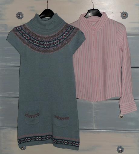 Pásikavá blúza + vestičkošaty, 146