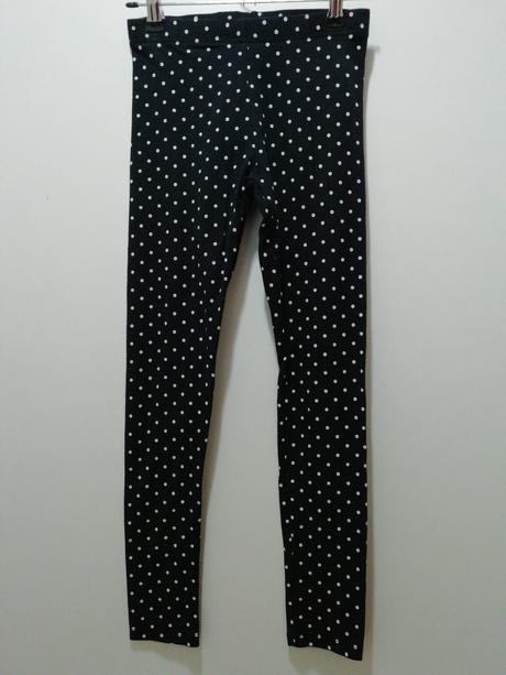 Bodkované čierne legíny, f&f,140