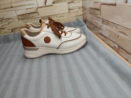 Rieker 40 - dámske kožené bielo hnedé topánky, rieker,40