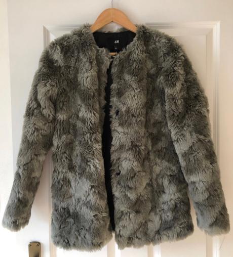 Šedý umelý kožuch h&m, xxs/xs, h&m,xs