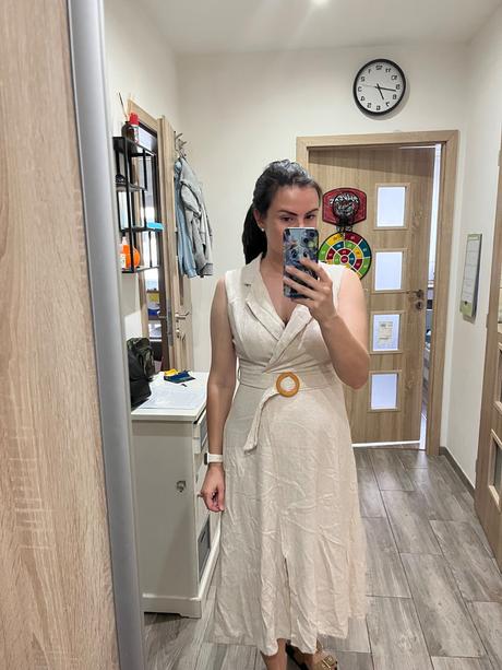 Šaty viskozovo-ľanove, s