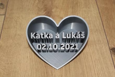 3d tabuľka srdce - svadba,