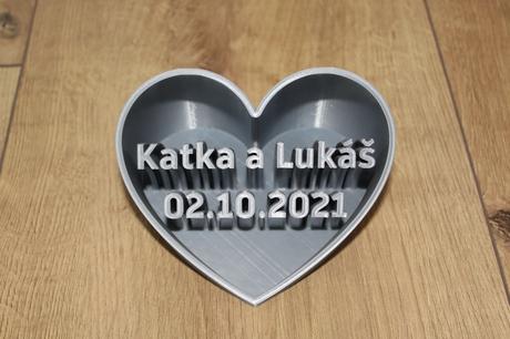 3d tabuľka srdce - svadba, 