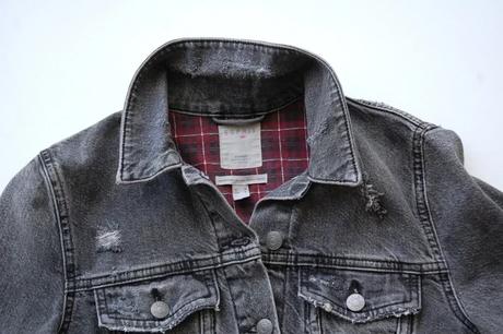 Dámska čierna/sivá rifľová bunda punk, esprit,m