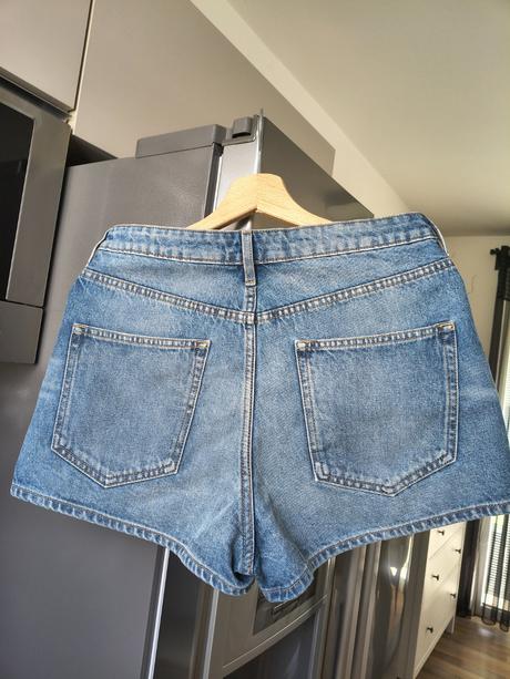 H&m riflové šortky s vysokým pásom m, h&m,m