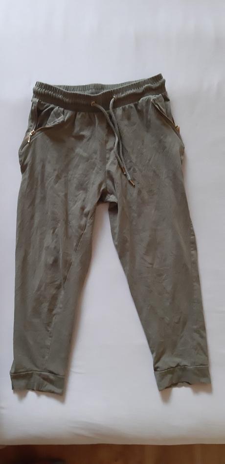 Trojštvrťové khaki nohavice, amisu,s