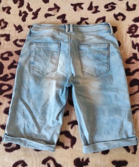 Bledomodre elasticke shortky, f&f, vel. 38, pekne, f&f,38