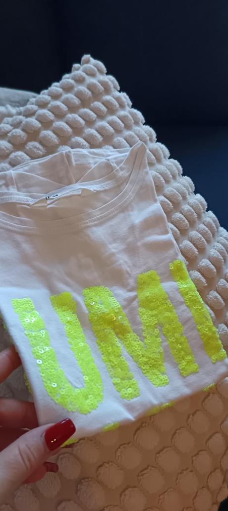 Biele tričko s flitrami, h&m,152