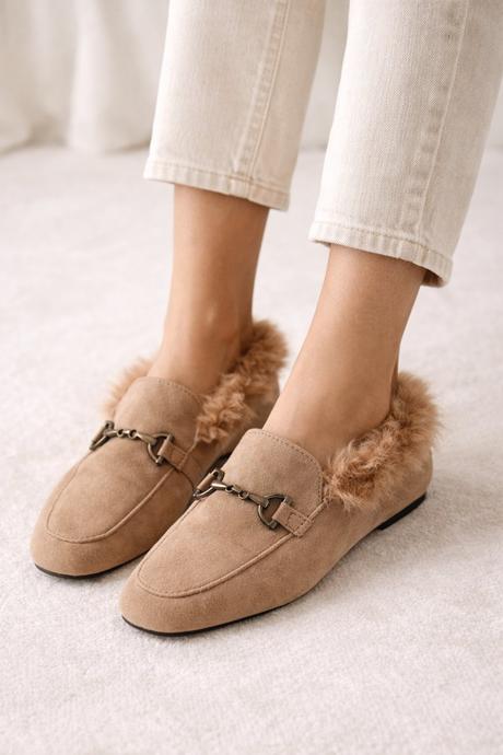 Dámske mokasíny s kožušinou, 36