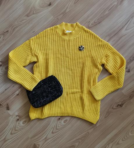 Sveter so stojačikom + brošňa, bonprix,40 / 42 / l