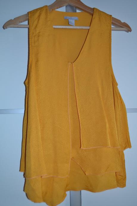 Asymetrické horčicové tričko, h&m,s