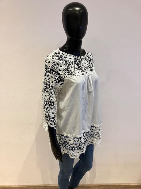 Dámska biela blúzka s čipkou, l