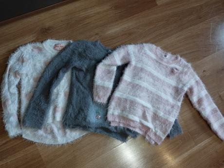 6. 3ks chlpatých svetríkov 122/128, h&m,122