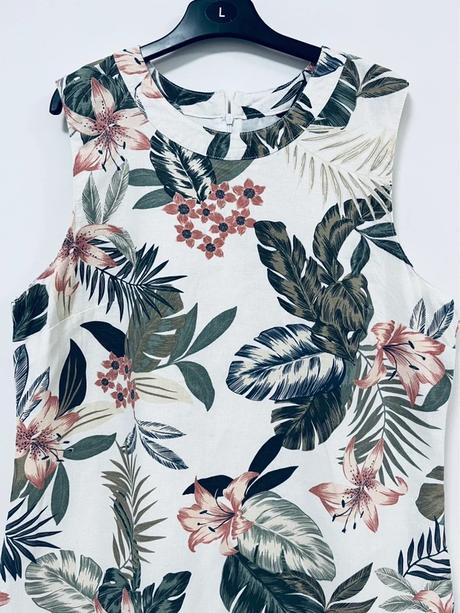 Letné kvietkované šaty s ľanom vel 46, 46
