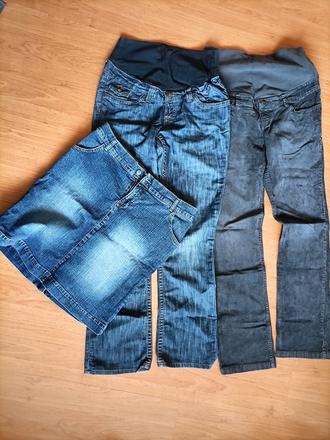 Tehotenské rifle, menčestráky a riflová sukňa, h&m,42