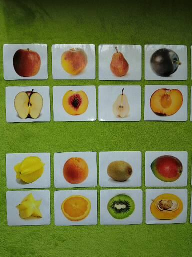 24 ks montessori kartičiek - ovocie,
