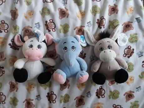 Plysove zvieratká kravicka slonik oslik,