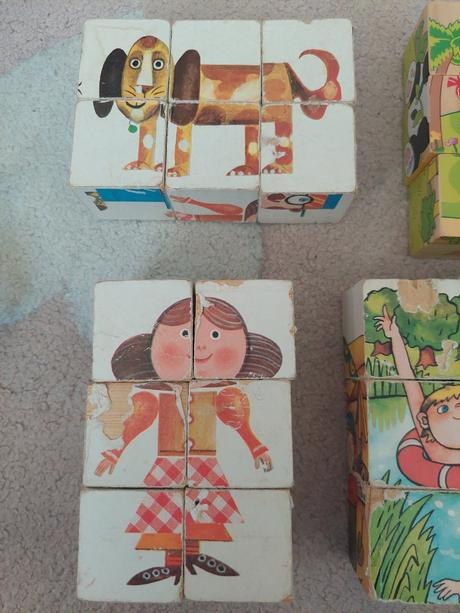 Retro kocky 4x drevene,