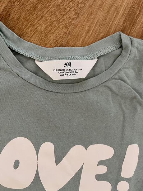 Takmer nenosené tričko s nápisom love 122/128, h&m,122