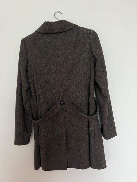 Hm tvidovy kabat hnedy s - 50perc vlna detail vzor, h&m,s