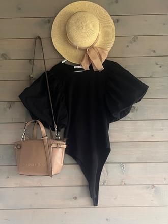 Elegantné čierne body s puff rukávmi (veľkosť s), zara,s