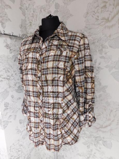 Kvalitna košelova bluzka s roll-up rukavmi, c&a,42